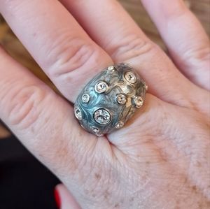 Enamel and crystal ring